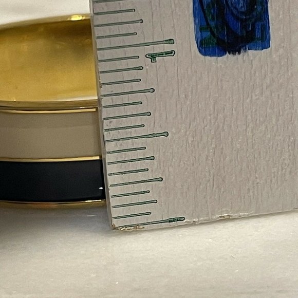 j crew enamel Wide bangle bracelet  blue off white gold tone nautical Striped - Picture 4 of 8